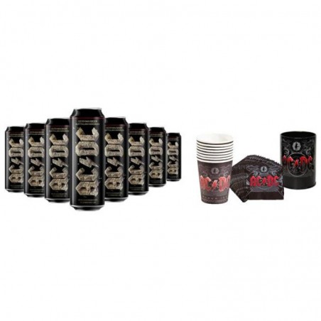 BOX 100% ACDC 8 BIERES 56,8CL + 8 GOBELETS + 20 SERVIETTES +POT CRAYO