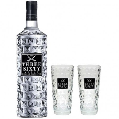 THREE SIXTY PREMIUM VODKA 1*70CL + 2 VERRES