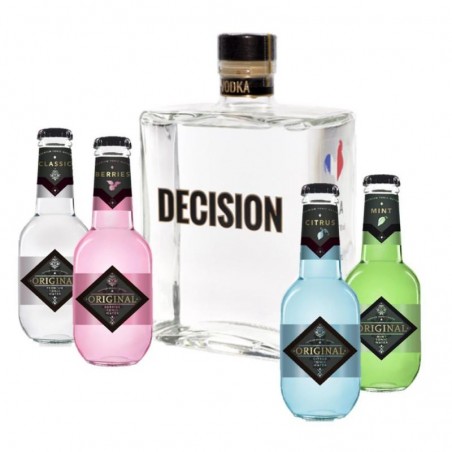 BOX MIXOLOGIE VODKA DECISION 70CL + 4 ORIGINAL TONIC 20CL