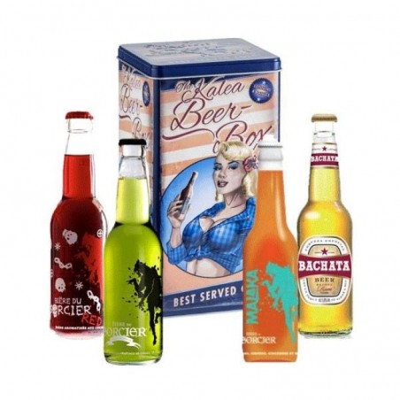 COFFRET BIERES AROMATISEES 4*33CL AVEC BOITE METAL VINTAGE