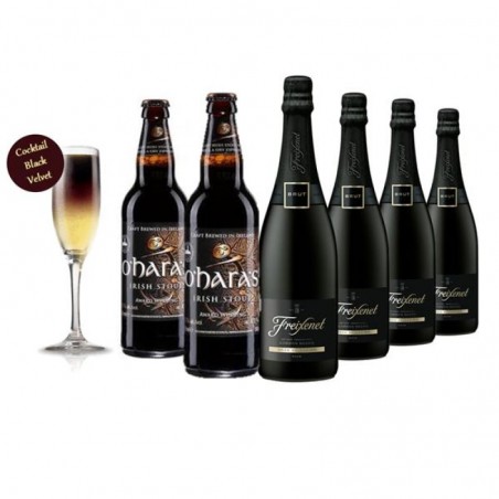 COFFRET BLACK VELVET FREIXENET + O'HARA'S - 4*75CL + 2*50CL