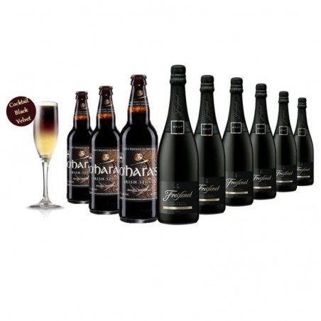 COFFRET BLACK VELVET FREIXENET + O'HARA'S - 6*75CL + 3*50CL