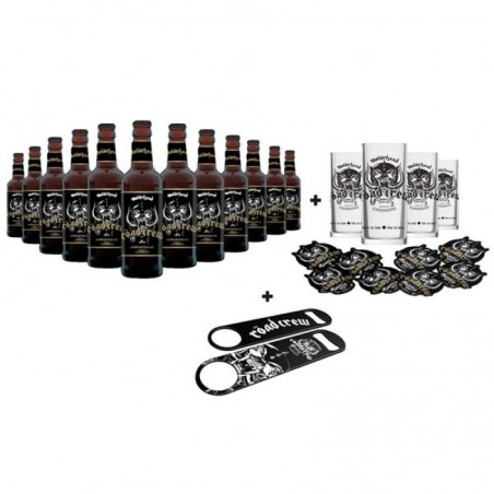 MOTORHEAD ROAD CREW 12 BIERES + 4 VERRES + DECAPSULEUR + SOUS BOCK