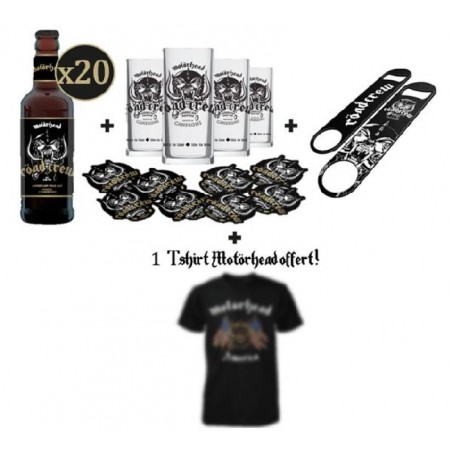 MOTORHEAD ROAD CREW 20 BIERES + 4 VERRES + DECAPSULEUR + SOUS BOCK