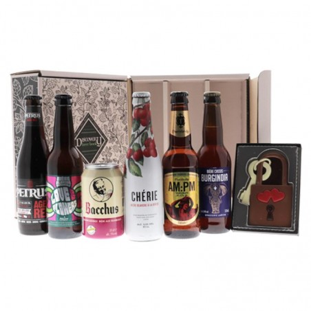 BOX BIÈRES SAINT-VALENTIN ROMANTIQUE 6 BOUTEILLES + COFFRET CHOCOLAT
