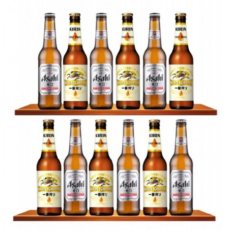 ASSORTIMENT JAPON X12 BIERES - *6 ASAHI 33CL + *6 KIRIN ICHIBAN 33CL