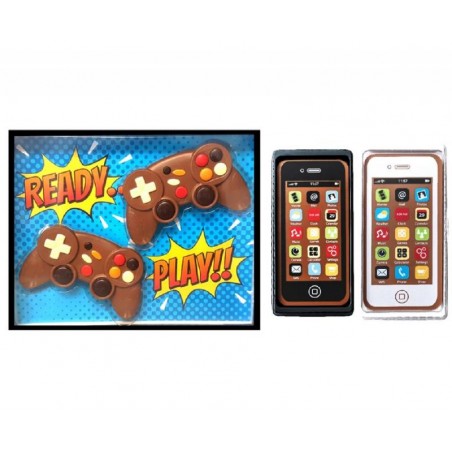 BOX CHOCOLAT GEEK 2 MANETTES + 2 SMARTPHONES