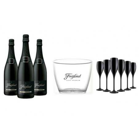 FREIXENET KIT CORDON NEGRO 3 CORDON NEGRO + 6 FLUTES NOIRES+1 SEAU