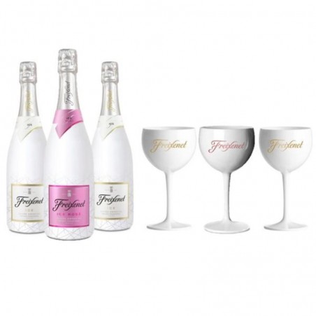 FREIXENET KIT DEGUSTATION ICE 3 BTLES (2 ICE, 1 ICE ROSE)+ 3 VERRES