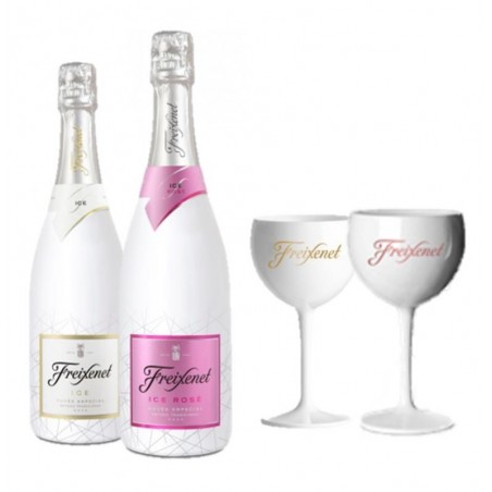 FREIXENET KIT DEGUSTATION ICE 2 BOUTEILLES (ICE+ICE ROSE) +2 VERRES