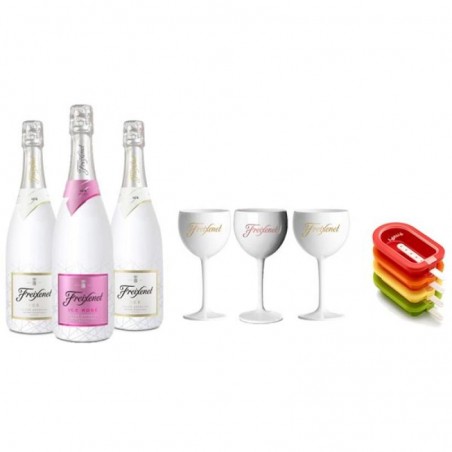 FREIXENET KIT ICE POPTAILS 3 BTLES (2 ICE,1 ICE ROSE)+ 3V+ 4 MOULES