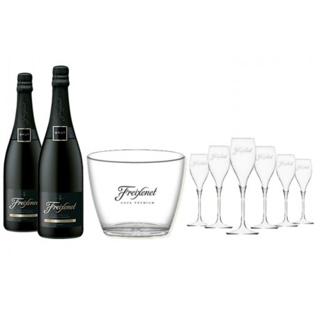 FREIXENET KIT SOIREE LA FREIX 2 CORDON NEGRO + 6 FLUTES +1 SEAU