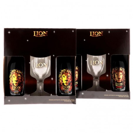 BOX X2 COFFRETS LION - LAGER + STRONG ET STOUT - 2*33CL + 1VERRE