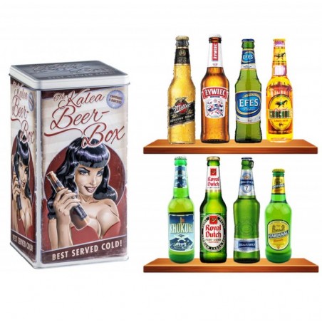 BOX BOITE METAL 'BLACK HAIR' *8 BIERES DU MONDE