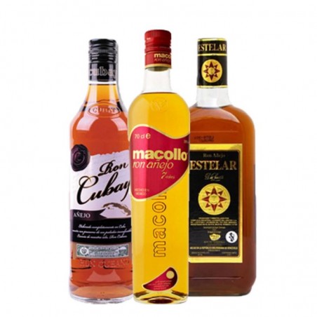 BOX DECOUVERTE RHUMS N°2 - 3X70CL - ESTELAR + CUBAY ANEJO + MACOLLO 7
