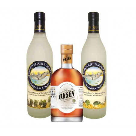BOX DECOUVERTE LIQUEURS ET RHUMS - 3X70CL-CONCH BANANE+ANANAS+ OKSEN