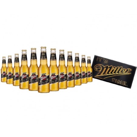 BOX MILLER 12 BIERES 33CL + 1 PLAQUE METAL