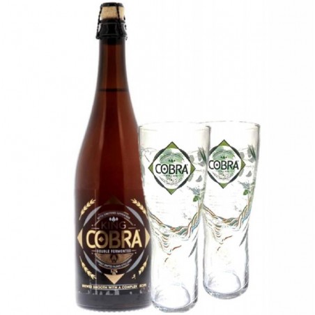BOX KING COBRA 1 BIERE 75CL + 2 VERRES COBRA 50CL