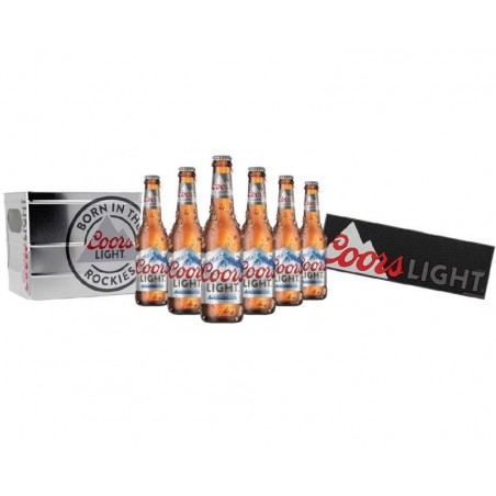 BOX COORS LIGHT 6 BIERES 33CL +1 SEAU + 1 TAPIS DE BAR