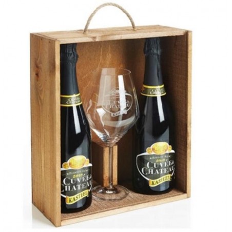 KASTEEL CUVEE DU CHATEAU COFFRET BOIS 2*75CL +1VERRE