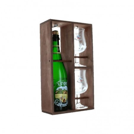 KARMELIET CAISSE BOIS 75CL + 2VERRES