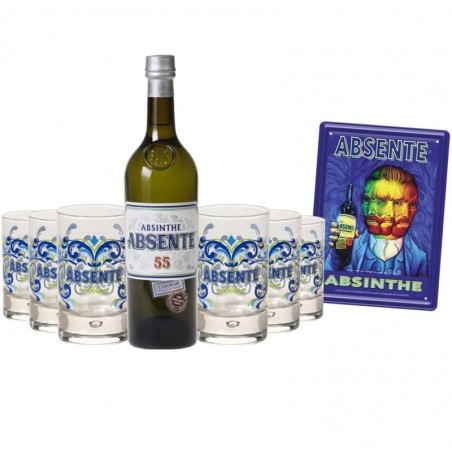 BOX DECOUVERTE ABSENTE 55° 1*70CL + 6VERRES +1PLAQUE