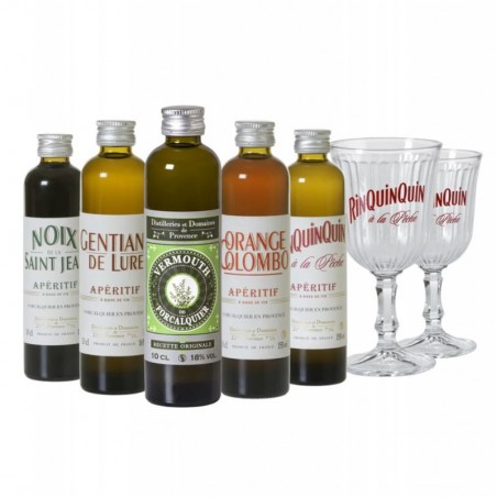 BOX DEGUSTATION APERITIFS DE PROVENCE 5*10CL + 2VERRES