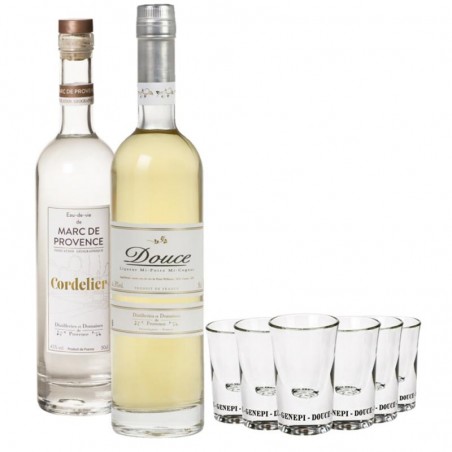 BOX DECOUVERTE EAUX DE VIE DE PROVENCE 2*50CL + 6VERRES