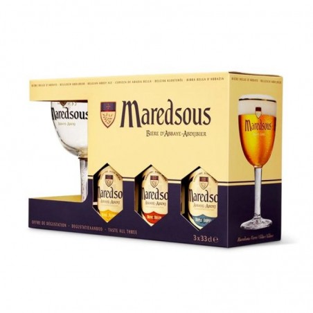 MAREDSOUS COFFRET 3*33CL + 1VERRE