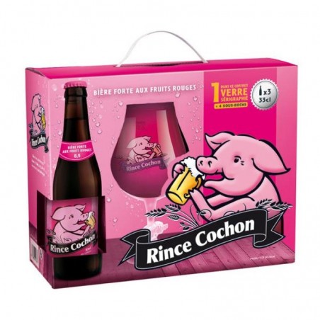 RINCE COCHON ROUGE COFFRET 3*33CL + 1VERRE