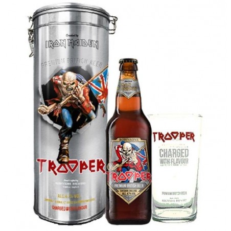 ROBINSONS TROOPER IRON MAIDEN METAL TUBE 50CL + 1 VERRE