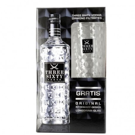 THREE SIXTY PREMIUM VODKA COFFRET 70CL + 1 VERRE