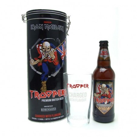 ROBINSONS TROOPER IRON MAIDEN METAL TUBE NOIR 50CL + 1 VERRE